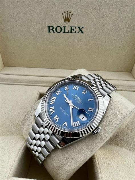 rolex datejust 41 azzurro blue roman|2021 rolex datejust 41 mm.